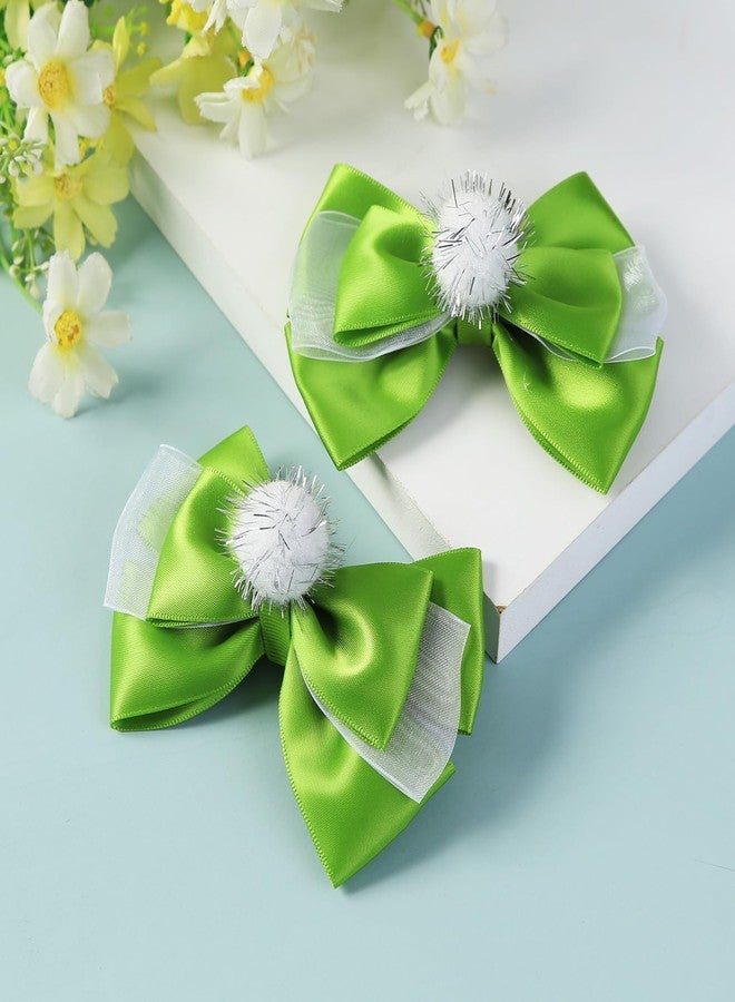 Fancheer 2PC Green Fairy Hair Bow Clips for Girls Women 4 Inch Princess Accessories - Image 4